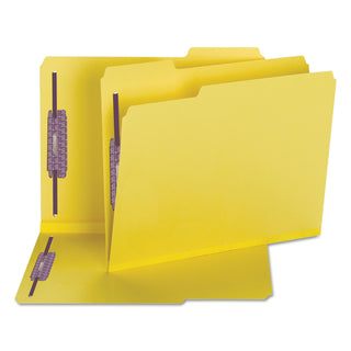 Smead™ Colored Pressboard Folders with Two SafeSHIELD Coated Fasteners, 1/3-Cut Tabs, Letter Size, Yellow, 25/Box (SMD14939)