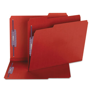Smead™ Colored Pressboard Folders with Two SafeSHIELD Coated Fasteners, 1/3-Cut Tabs, Letter Size, Bright Red, 25/Box (SMD14936)