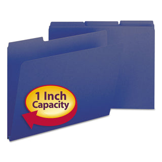 Smead™ Expanding Recycled Heavy Pressboard Folders, 1/3-Cut Tabs, 1" Expansion, Letter Size, Dark Blue, 25/Box (SMD21541)