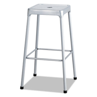 Safco® Bar-Height Steel Stool, 29" Seat Height, Supports up to 250 lbs., Silver Seat/Silver Back, Silver Base (SAF6606SL)