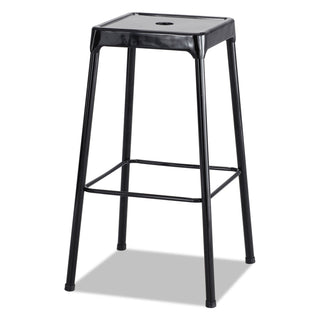 Safco® Bar-Height Steel Stool, 29" Seat Height, Supports up to 250 lbs., Black Seat/Black Back, Black Base (SAF6606BL)