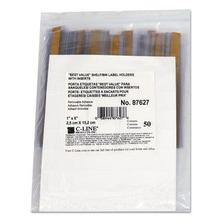 C-Line® Self-Adhesive Label Holders, Top Load, 1 x 6, Clear, 50/Pack (CLI87627)