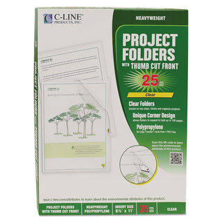 C-Line® Specialty Project Folders, Letter Size, Clear, 25/Box (CLI62627)