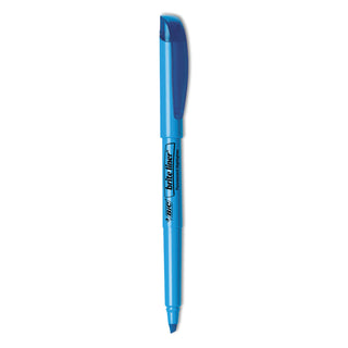 BIC® Brite Liner Highlighter, Chisel Tip, Fluorescent Blue, Dozen (BICBL11BE)