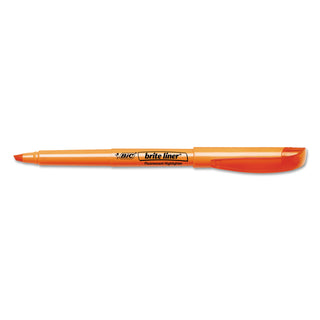 BIC® Brite Liner Highlighter, Chisel Tip, Fluorescent Orange, Dozen (BICBL11OE)