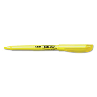 BIC® Brite Liner Highlighter, Chisel Tip, Fluorescent Yellow, Dozen (BICBL11YW)
