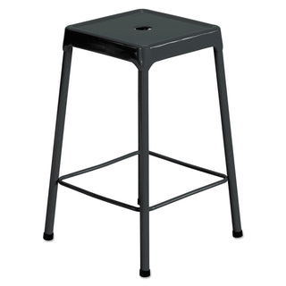 Safco® Counter-Height Steel Stool, 25" Seat Height, Supports up to 250 lbs., Black Seat/Black Back, Black Base (SAF6605BL)