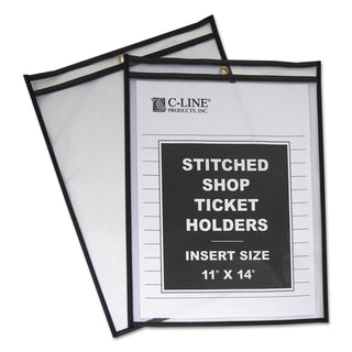 C-Line® Shop Ticket Holders, Stitched, Both Sides Clear, 75 Sheets, 11 x 14, 25/Box (CLI46114)