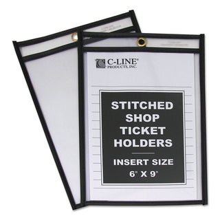 C-Line® Shop Ticket Holders, Stitched, Both Sides Clear, 50 Sheets, 6 x 9, 25/Box (CLI46069)