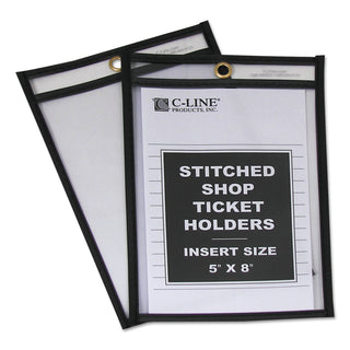 C-Line® Shop Ticket Holders, Stitched, Both Sides Clear, 25 Sheets, 5 x 8, 25/Box (CLI46058)