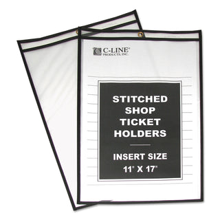 C-Line® Shop Ticket Holders, Stitched, Both Sides Clear, 75", 11 x 17, 25/Box (CLI46117)