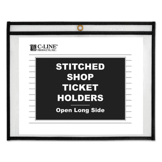 C-Line® Shop Ticket Holders, Stitched, Both Sides Clear, 75 Sheets, 12 x 9, 25/Box (CLI49912)