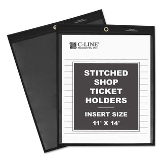 C-Line® Shop Ticket Holders, Stitched, One Side Clear, 75 Sheets, 11 x 14, 25/BX (CLI45114)