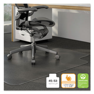 Alera® Moderate Use Studded Chair Mat for Low Pile Carpet, 45 x 53, Wide Lipped, Clear (ALEMAT4553CLPL)