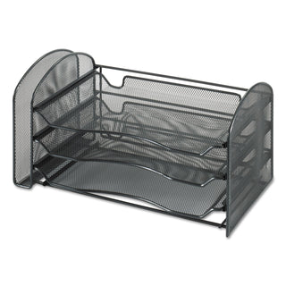 Safco® Mesh Desk Organizer, 1 Vertical/3 Horizontal Sections, 16 1/4 x 9 x 8, Black (SAF3265BL)