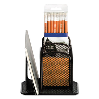 Safco® Onyx Mini Organizer with Three Compartments, Black, 6 x 5 1/4 x 5 1/4 (SAF3250BL)