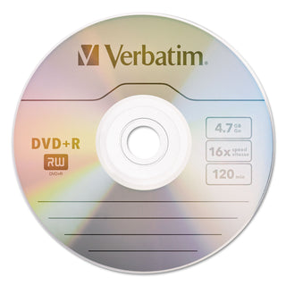 Verbatim® DVD+R Discs, 4.7GB, 16x, Spindle, Matte Silver, 50/Pack (VER95037)