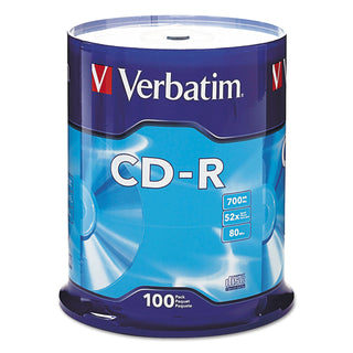 Verbatim® CD-R Discs, 700MB/80min, 52x, Spindle, Silver, 100/Pack (VER94554)