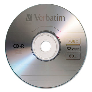 Verbatim® CD-R Discs, 700MB/80min, 52x, Spindle, Silver, 100/Pack (VER94554)