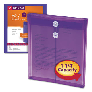 Smead™ Poly String & Button Interoffice Envelopes, String & Button Closure, 9.75 x 11.63, Transparent Purple, 5/Pack (SMD89544)