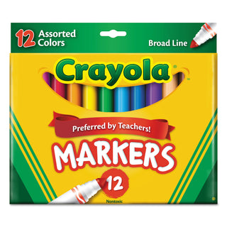 Crayola® Non-Washable Marker, Broad Bullet Tip, Assorted Colors, Dozen (CYO587712)