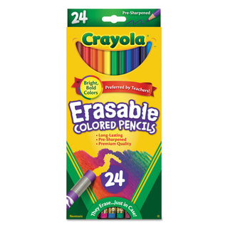 Crayola® Erasable Color Pencil Set, 3.3 mm, 2B (#1), Assorted Lead/Barrel Colors, 24/Pack (CYO682424)