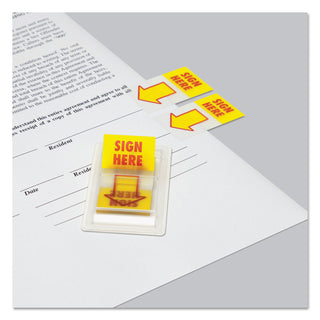 Universal® Arrow Page Flags, "Sign Here", Yellow/Red, 50 Flags/Dispenser, 2 Dispensers/Pack (UNV99005)