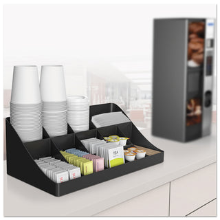 Mind Reader 11-Compartment Coffee Condiment Organizer, 18 1/4 x 6 5/8 x 9 7/8, Black (EMSCOMORGBLK)