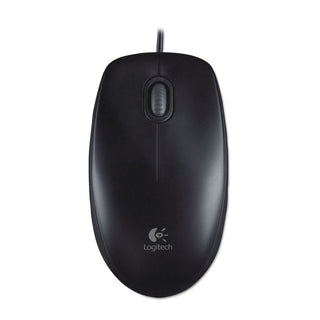 Logitech® B100 Optical USB Mouse, USB 2.0, Left/Right Hand Use, Black (LOG910001439)