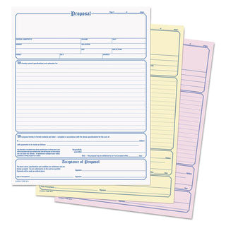 TOPS™ Proposal Form, Three-Part Carbonless, 8.5 x 11, 1/Page, 50 Forms (TOP3850)