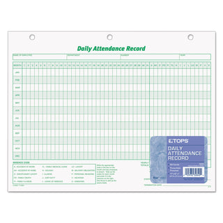 TOPS™ Daily Attendance Card, 8.5 x 11, 1/Page, 50 Forms (TOP3284)