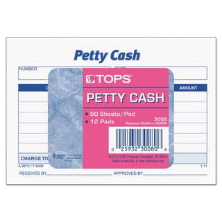 TOPS™ Received of Petty Cash Slips, 3.5 x 5, 1/Page, 50/Pad, 12 Pads/Pack (TOP3008)