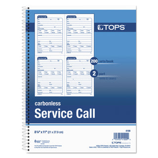 TOPS™ Service Call Book, Two-Part Carbonless, 4 x 5.5, 4/Page, 200 Forms (TOP4100)