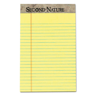 TOPS™ Second Nature Recycled Ruled Pads, Narrow Rule, 50 Canary-Yellow 5 x 8 Sheets, Dozen (TOP74840)