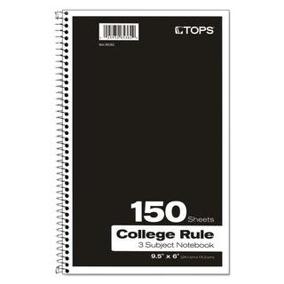 Oxford™ Coil-Lock Wirebound Notebooks, 3 Subject, Medium/College Rule, Randomly Assorted Covers, 9.5 x 6, 150 Sheets (TOP65362)