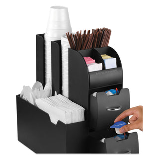 Mind Reader Coffee Condiment Caddy Organizer, 5 2/5 x 11 x 12 3/5, Black (EMSCAD01BLK)