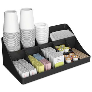 Mind Reader 11-Compartment Coffee Condiment Organizer, 18 1/4 x 6 5/8 x 9 7/8, Black (EMSCOMORGBLK)