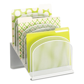 Safco® Onyx Mesh Desk Organizer with Tiered Sections, 8 Sections, Letter to Legal Size Files, 11.75" x 10.75" x 14", White (SAF3258WH)