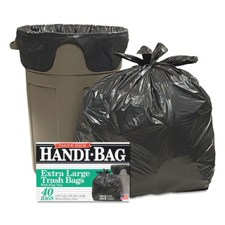Handi-Bag® Super Value Pack, 33 gal, 0.65 mil, 32.5" x 40", Black, 40/Box (WBIHAB6FTL40)