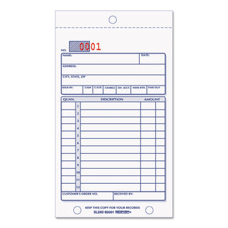 Rediform® Sales Book, 12 Lines, Two-Part Carbonless, 3.63 x 6.38, 50 Forms Total (RED5L240)