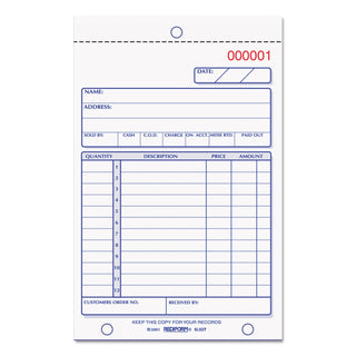 Rediform® Sales Book, 12 Lines, Two-Part Carbonless, 4.25 x 6.38, 50 Forms Total (RED5L527)