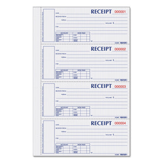 Rediform® Durable Hardcover Numbered Money Receipt Book, Three-Part Carbonless, 6.88 x 2.75, 4 Forms/Sheet, 200 Forms Total (REDS1657NCL)