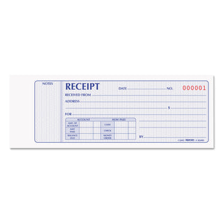 Rediform® Receipt Book, Two-Part Carbonless, 7 x 2.75, 4 Forms/Sheet, 100 Forms Total (RED8L800)