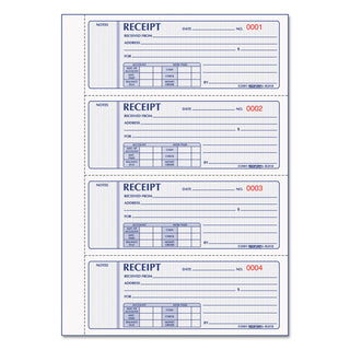 Rediform® Money Receipt Book, Hardcover, Three-Part Carbonless, 7 x 2.75, 4 Forms/Sheet, 200 Forms Total (RED8L818)