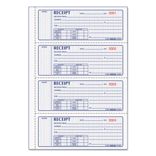 Rediform® Money Receipt Book, Softcover, Three-Part Carbonless, 7 x 2.75, 4 Forms/Sheet, 100 Forms Total (RED8L808)