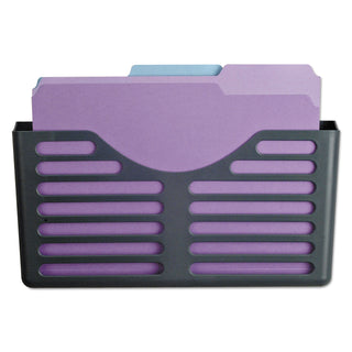 Universal® Recycled Plastic Cubicle Single File Pocket, Cubicle Pins Mount, 13.5 x 3 x 7, Charcoal (UNV08162)