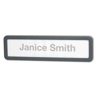Universal® Recycled Cubicle Nameplate with Rounded Corners, 9 x 2.5, Charcoal (UNV08223)
