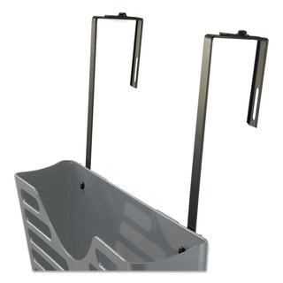 Universal® Recycled Plastic Cubicle Triple File Pocket, Cubicle Pins Mount, 13.5 x 4.75 x 28, Charcoal (UNV08163)