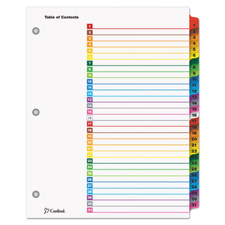 Cardinal® OneStep Printable Table of Contents and Dividers, 31-Tab, 1 to 31, 11 x 8.5, White, 1 Set (CRD60118)