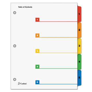 Cardinal® OneStep Printable Table of Contents and Dividers, 5-Tab, 1 to 5, 11 x 8.5, White, 1 Set (CRD60518)